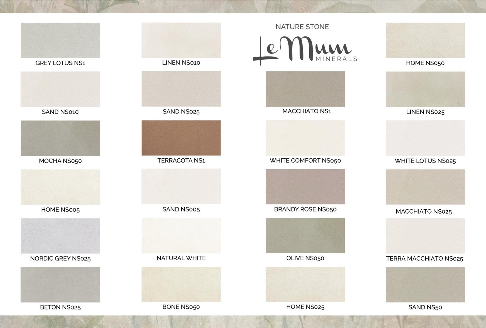 CARTA DE COLORES LEMUM NATURE STONE